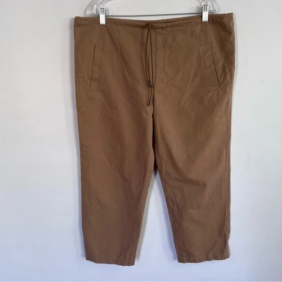 Roucha Palsa Wide Leg Cropped Trouser Pants in Tan Sz C / L